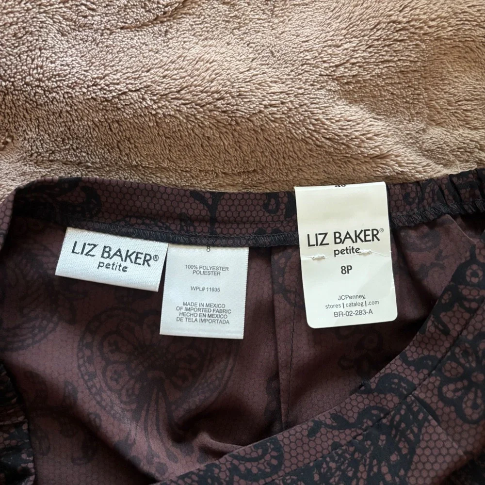 Liz Baker Petite Maxi Skirt 8P black & brown  Floral  NWT - Picture 2 of 7
